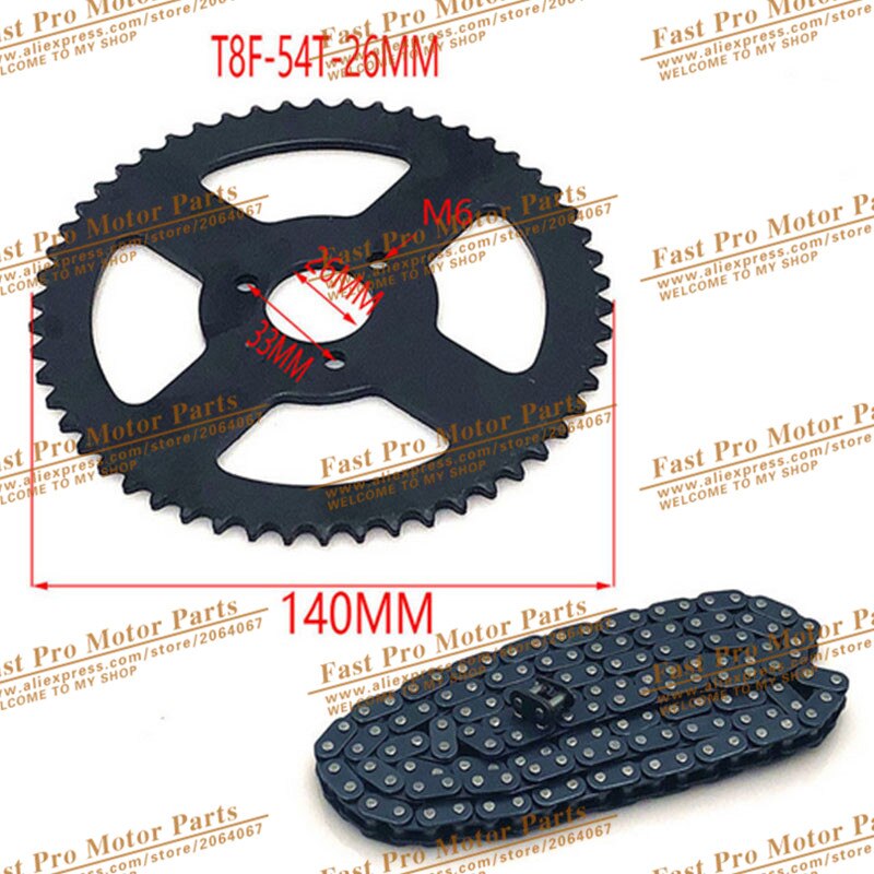 47 49cc T8F chain 136 Links and 54T teeth 29mm /26MMChain sprocket for mini moto atv quad 2 stroke engine parts accessories: 54T-26MM and chain