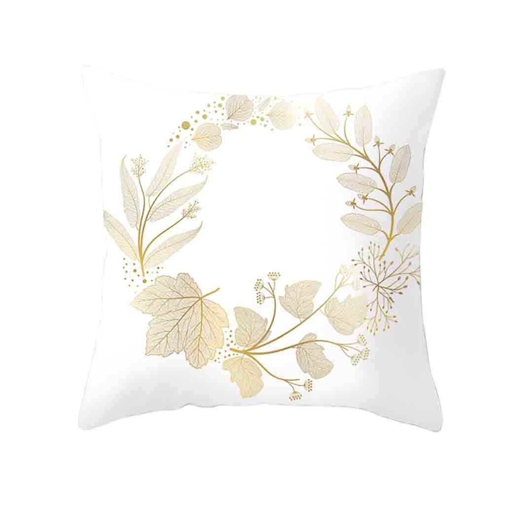 Pillow Case Gold Plant Printed Sofa Car Cushion Cover Home Decor Throw Pillowcase Bed Decoations poszewki na poduszki 45x45cm