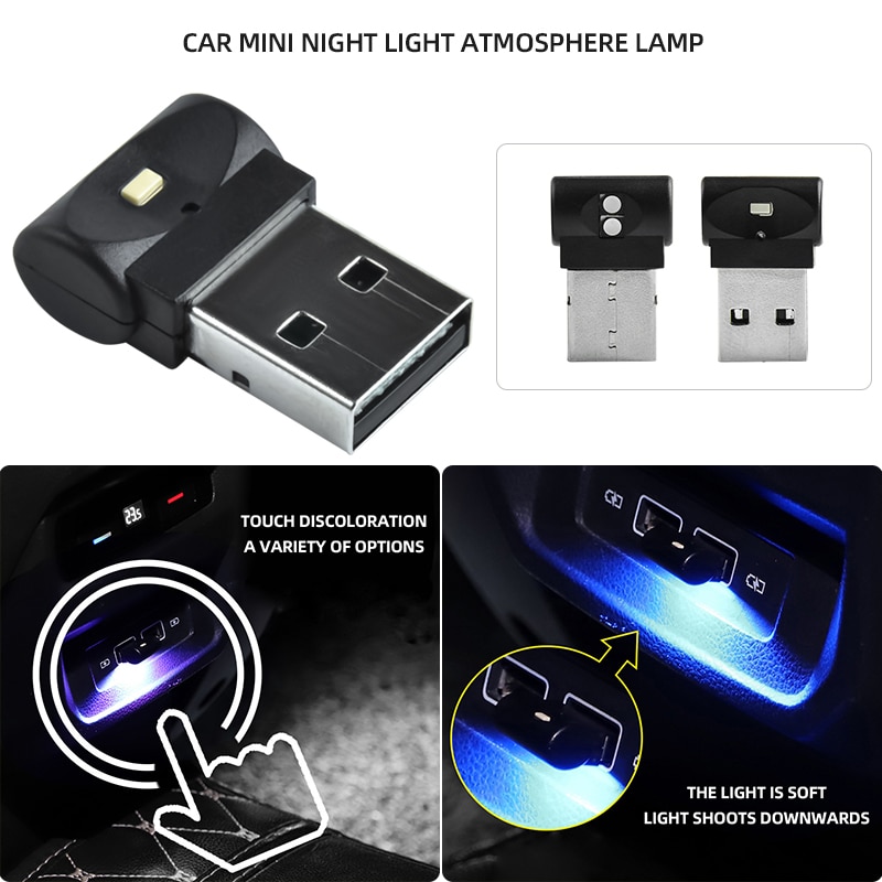 7 Kleuren Led Mini Auto Usb Licht Auto Interieur Sfeer Neon Light Plug En Play Decor Lamp Accessoires Interieur Decoratie