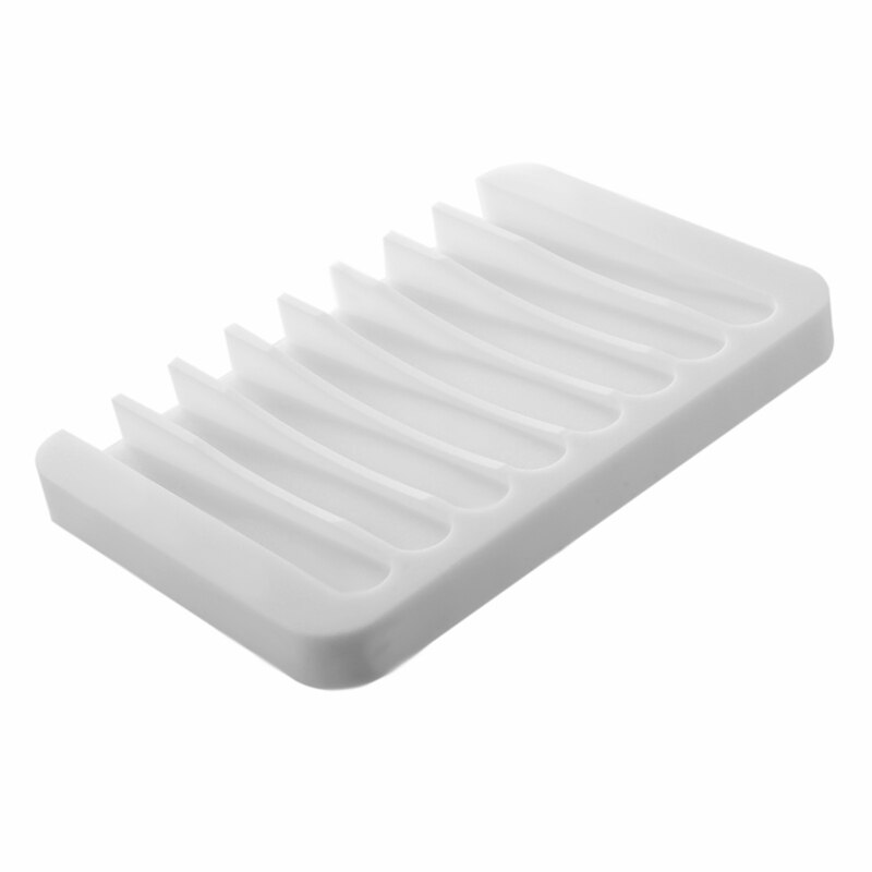 Badeværelse silikone fleksible sæbeskåle opbevaringsholder sæbekasse pladebakke afløb foldbart badeværktøj: Hvid