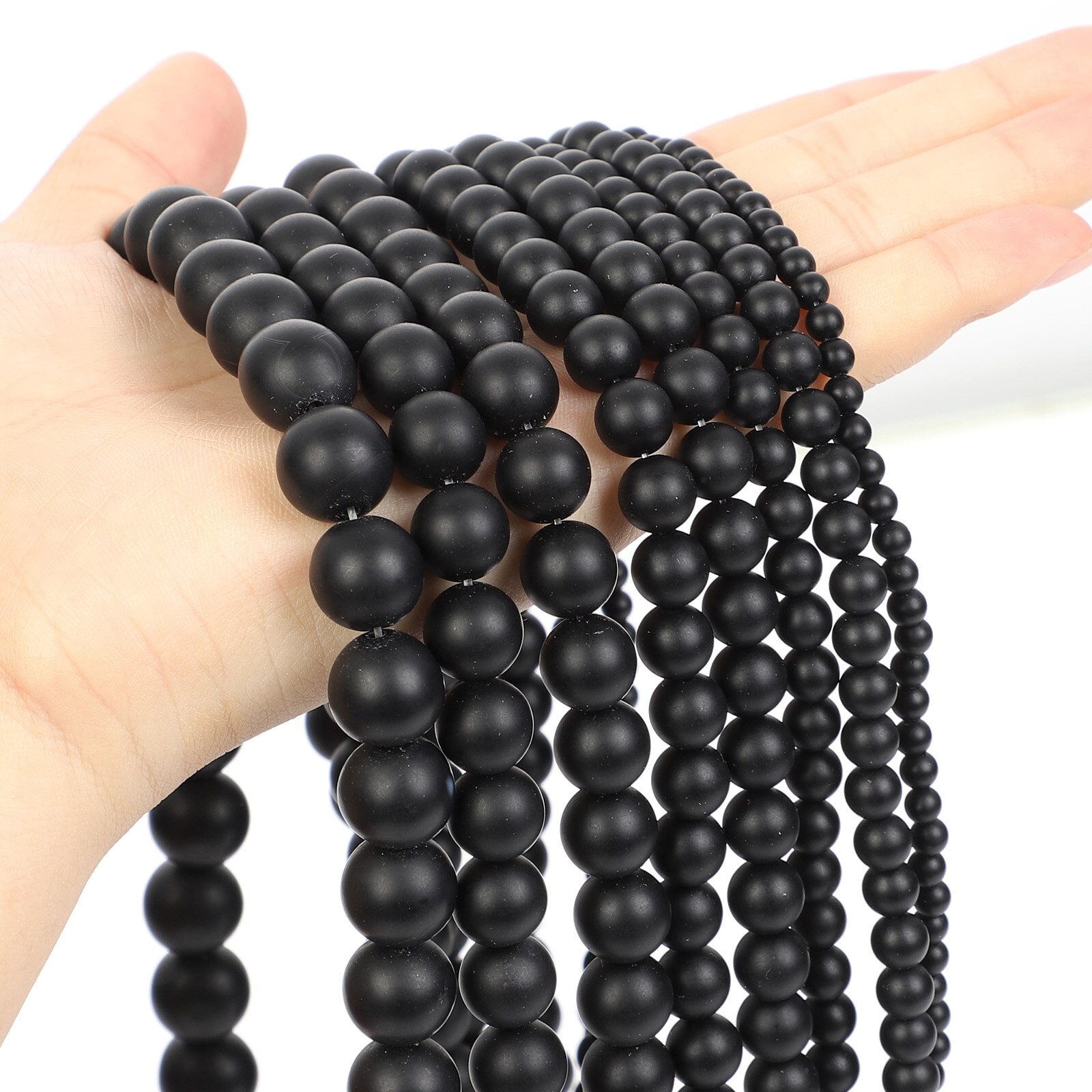 Matte Frosted Black Agates Natural Onyx Beads Round Loose Spacer Bead For Jewelry Making Bracelets DIY Charm Accessories 4-12MM