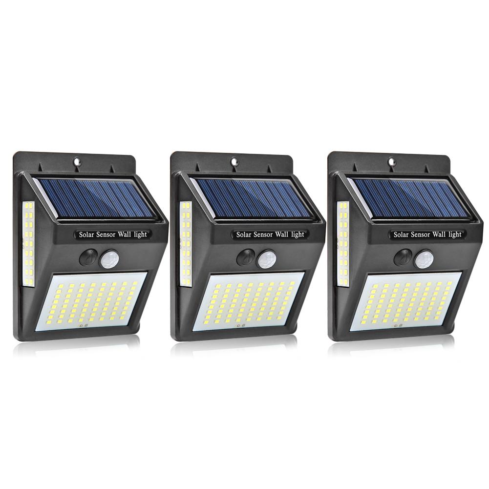 100LED Solar Light PIR Motion Sensor Wall Light Outdoor Garden Security Lamp For Garden Decoration Street Lantern: 3 PCS Black