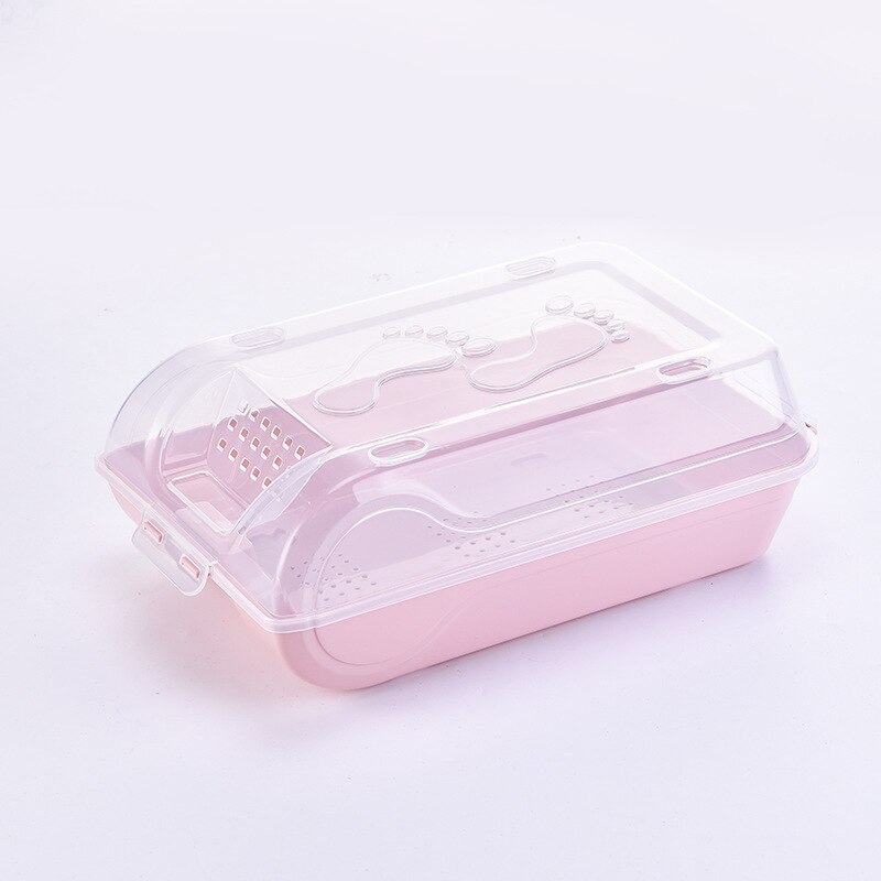 Large shoebox transparent moisture-proof simple men's and women's shoebox finishing and receiving box plastic shoebox: Pink