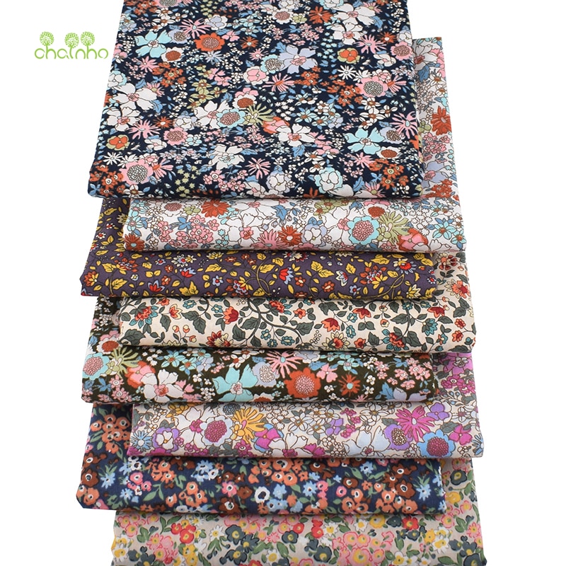 Chainho,8 Stks/partij, Bloemen Gedrukt Patchwork Doek, Effen Katoenen Stof, diy Naaien En Quilten Poplin Materiaal Voor Baby & Kind, PCC093