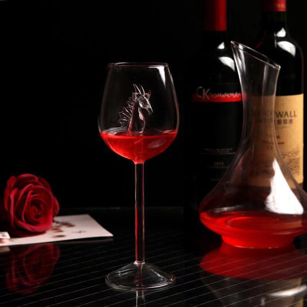 High Borosilicate Glass Shark Red Wine Goblet Bar KTV Cocktail Glass Bar Wine Set 300ML: Hippocampus