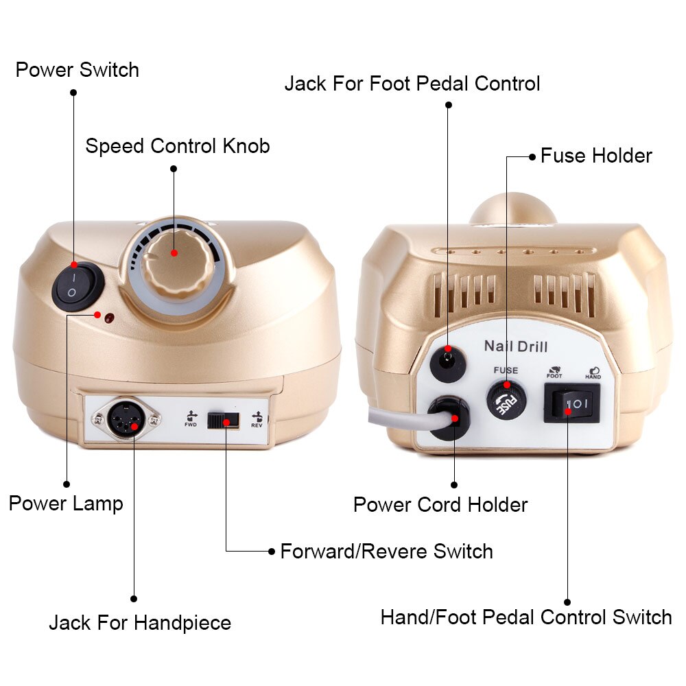Taladro eléctrico para uñas, aparato de manicura eléctrico de 35000RPM, accesorio de máquina, cortador de cerámica, Kit de pedicura, lima de uñas, herramientas