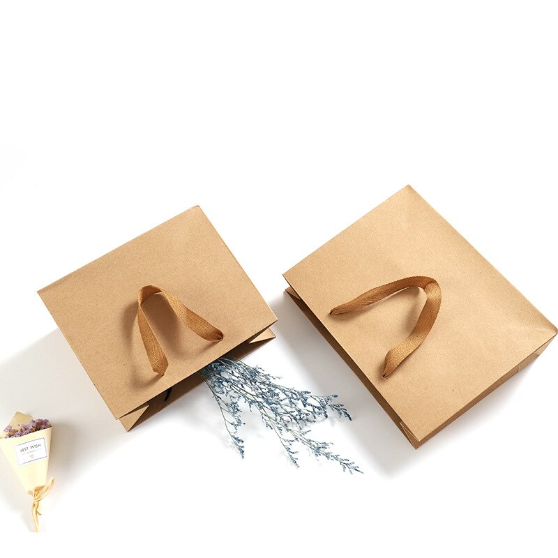 Version verticale kaki sacs en papier Kraft sacs sacs de bonbons de mariage Snack emballage de cuisson fournitures vêtements chaussures fourre-tout sacs