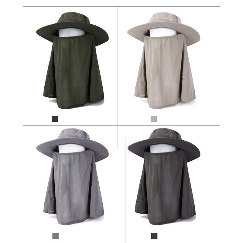 Höstsolhatt män kvinnor hinkhatt med nackskydd utomhus uv-skydd stort brett rand vandringsfiske mesh andas mössa