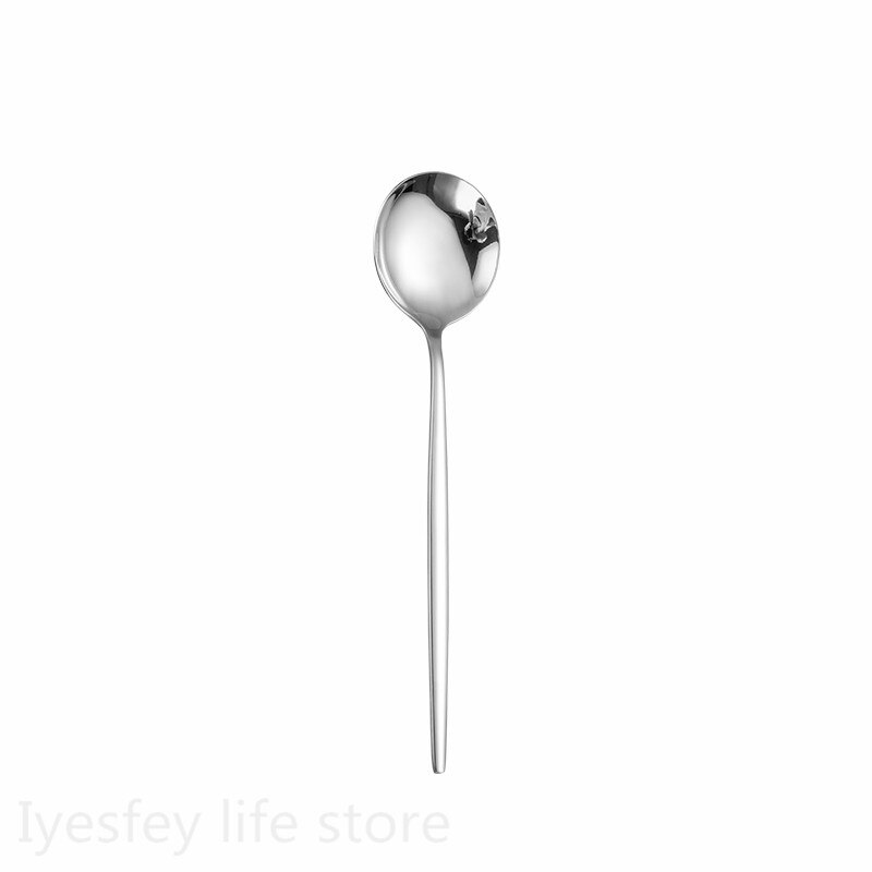 Argent coréen nourriture argenterie couverts 304 en acier inoxydable miroir polissage couteau cuillère fourchette dîner ensemble vaisselle vaisselle ensembles: dessert spoon