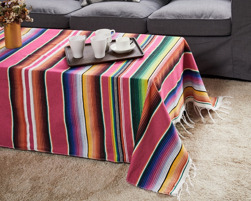 Manta de playa de estilo étnico, 8 colores, tapicería para el hogar, camping, Picnic, viaje, avión, esterilla de algodón, India mexicana, cobija de arcoíris hecha a mano