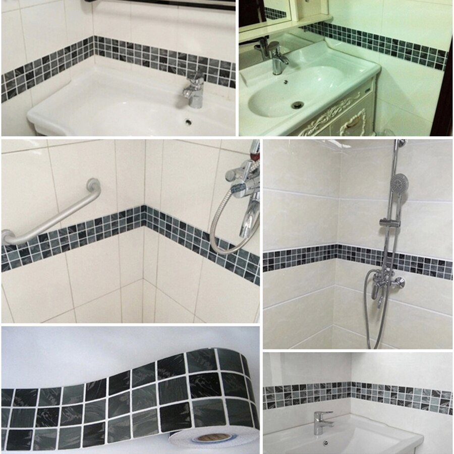 100x9.5CM Slaapkamer Woonkamer Waterdichte Plint Taille Lijn Muurstickers Wc Badkamer Tegels Sticker Mozaïek Behang Grens