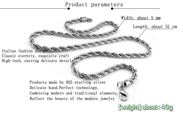 Mode Mannen Ketting. 925 Sterling Zilver Retro Ketting. 5 Mm 61 Cm Effen Dikke Zilveren Ketting Hanger Mannen Sieraden