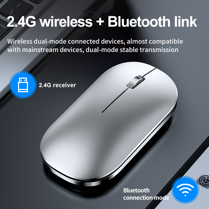 MC 502 2.4G Wireless Bluetooth Mouse Button Mute Noiseless Charging Wireless Mous with USB Receiver Mouse