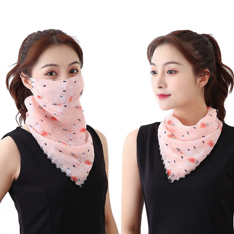 Women Choffin Face Mouth scarf Sun Protection Scarves Neck Cover Solid Hiking Riding Ring Wraps Desiner Print: MS2