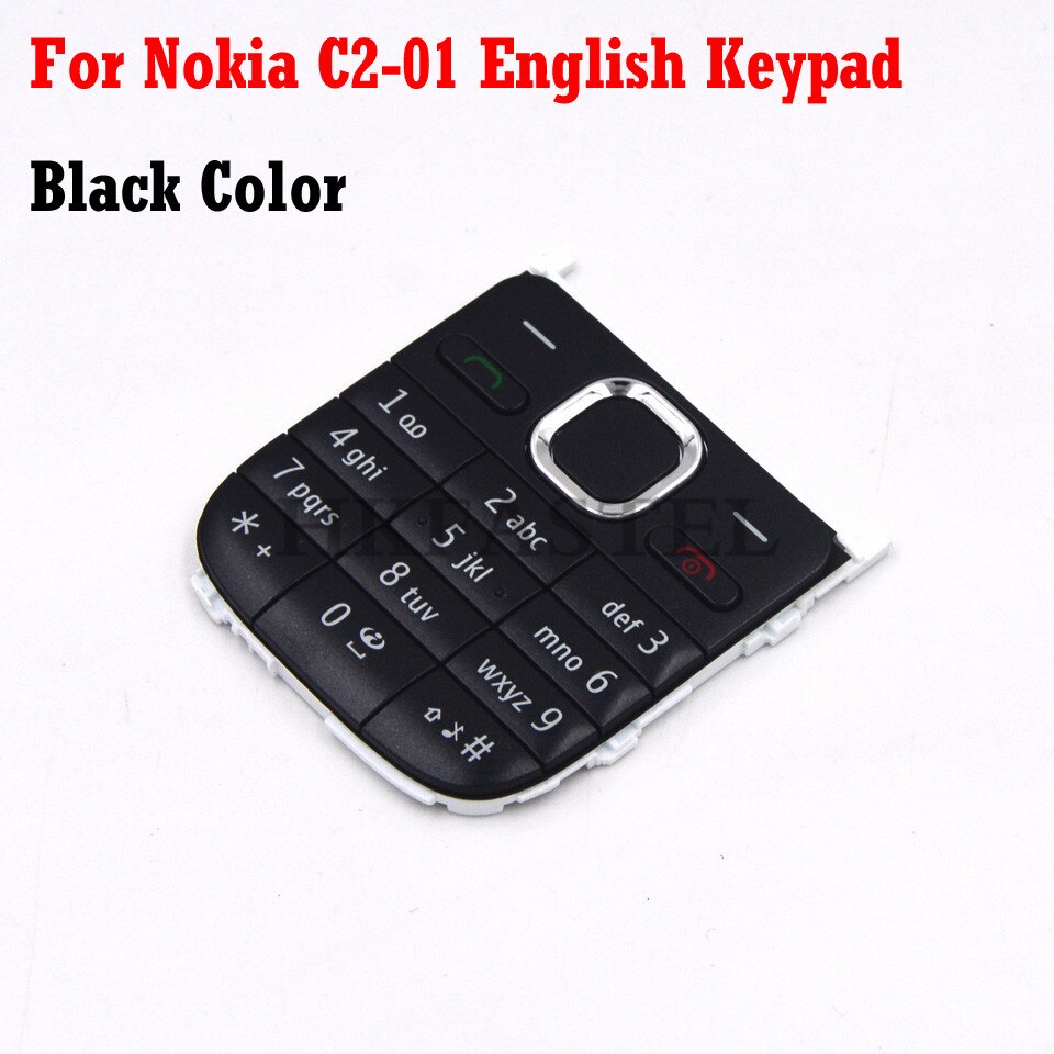 For Nokia c2-01 original Mobile Phone English Russian Arabic Hebrew Keypad For C2 C2-01 Replacement housing cover Keyboard: Black English