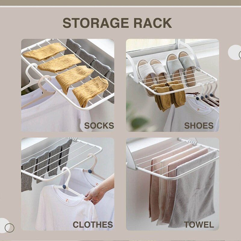 Rvs Balkon Droogrek Opknoping Multifunctionele Vouwen Balkon Droogrek Vensterbank Handdoek Schoenenrek Droogrek