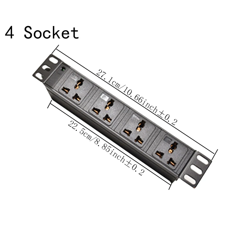 1U Rack Mount PDU Power Distribution Unit with 2/3/4/5/6/7/8/9/10 Ways Universal Sockets NO Switch Led 3500W 2M