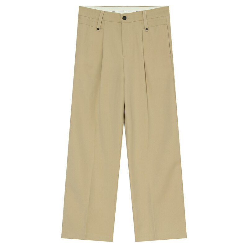 IEFB Men&#39;s Wide Leg Suit Pants Spring Korean Trend Loose Straight Trousers 2022 Medium Waist Casual Long Pants Y9500: Khaki / S