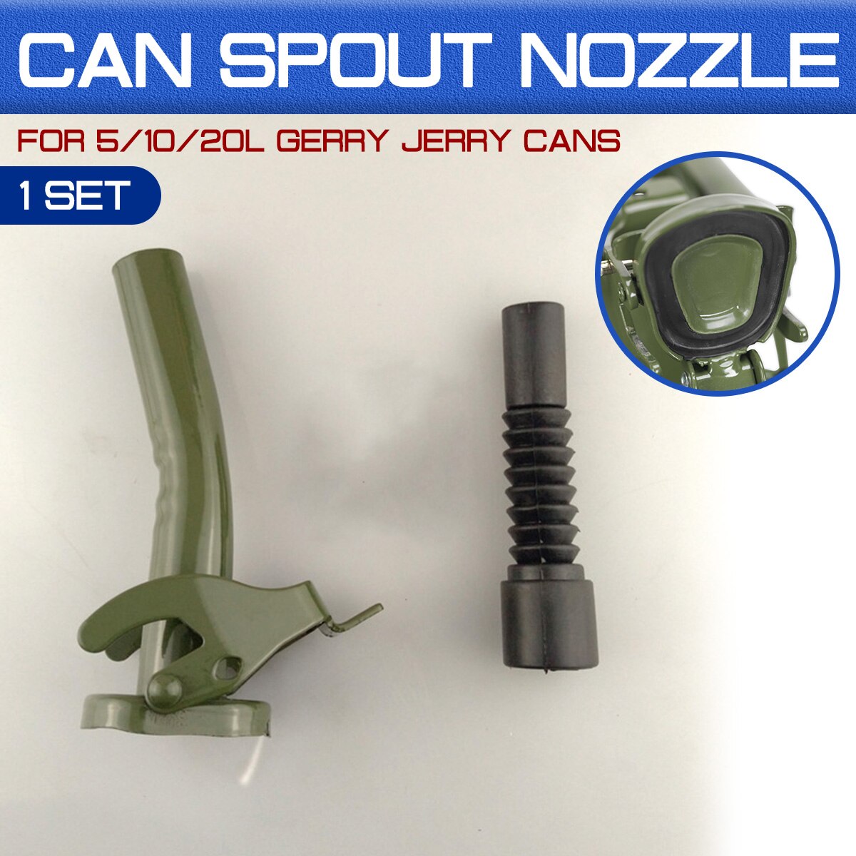 Jerry Cans Flexible Metal Pouring Spout For 5/10/20L Gerry With Sealing Rubber Gaske Fuel Nozzel Deep Green