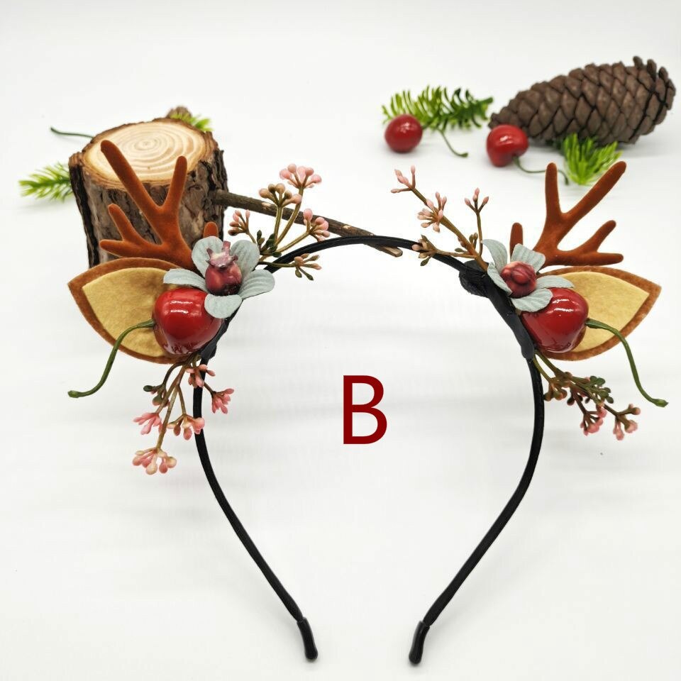 Neue Stirnband Elch Hörner Kiefer Kegel Weihnachten Stirnband Weibliche Haar Zubehör Nette Katze Ohren Headwear: B