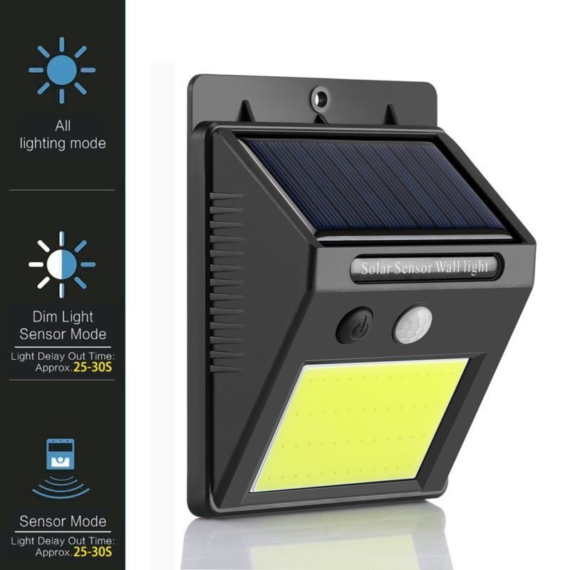 Genopladeligt solcellelys 48 led vandtæt pir bevægelsessensor sikkerhedsvæglampe udendørs nødsolar væglampe
