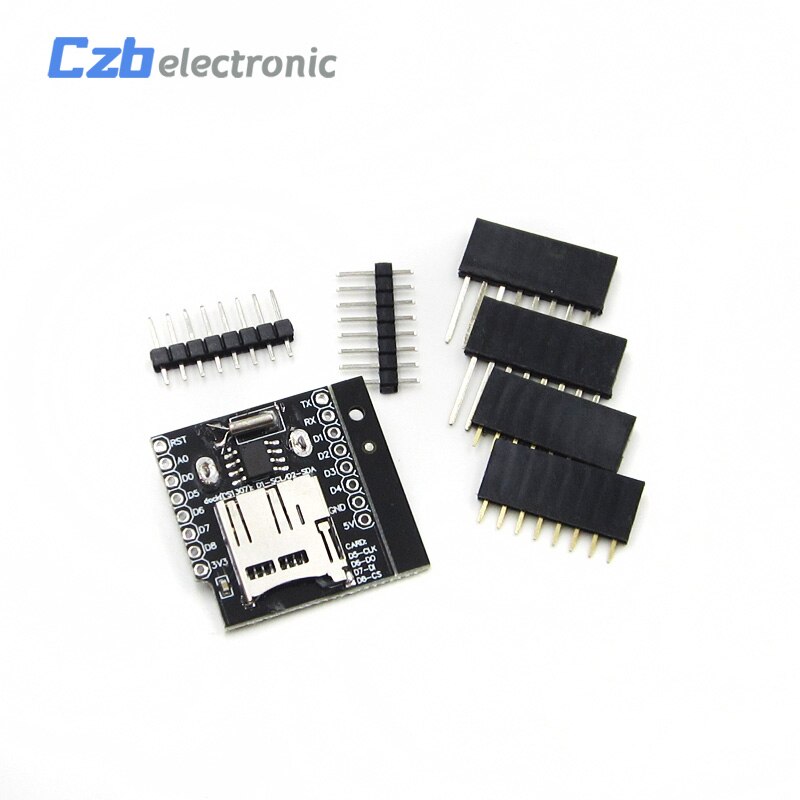 Integrated Circuits DataLog Shield for WeMos D1 mini RTC DS1307 with battery + MicroSD with pin-headers set for WeMos D1 mini