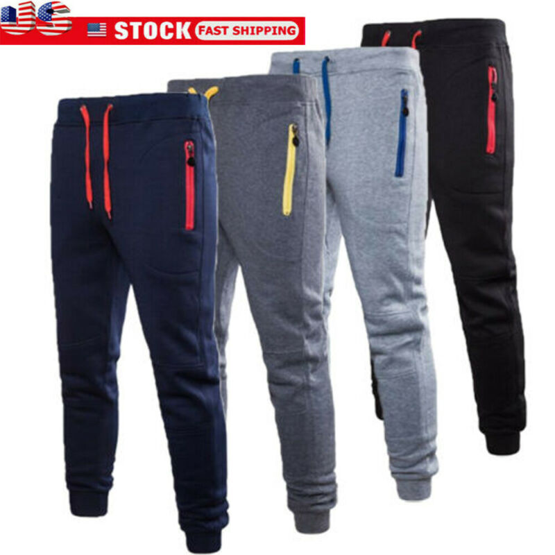 Pantalones de deporte para hombre, chándal largo para gimnasio, Fitness, entrenamiento, chándal