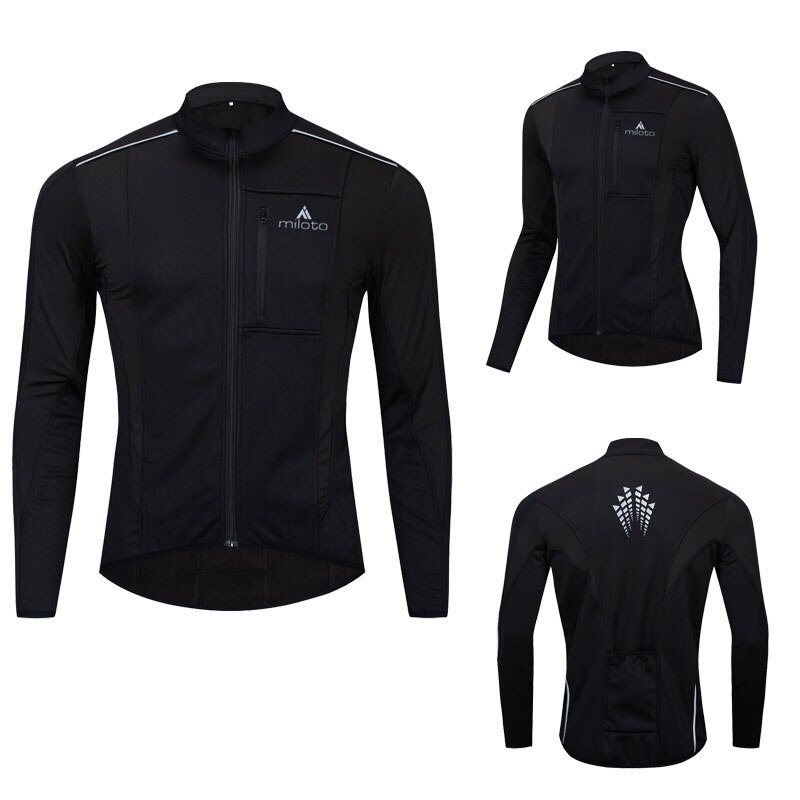 Reflekterande cykeljacka herr termisk fleece varm vindjacka vintersport cykelkläder utomhus vattentät mtb cykeljackor