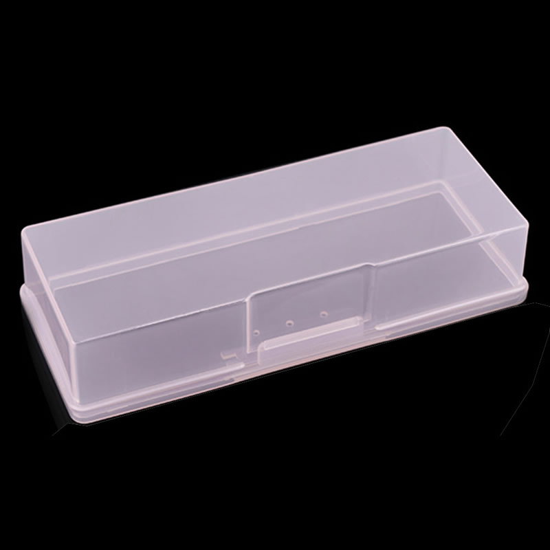 Nueva caja de almacenamiento vacía transparente para uñas, organizador de herramientas de manicura, estuche protector rosa/blanco