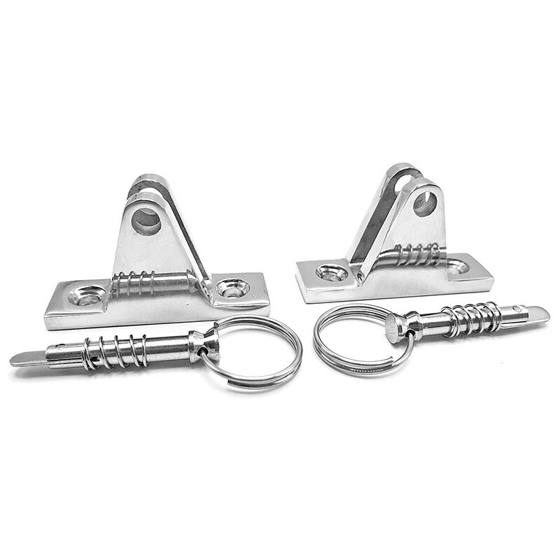 2 Pack Bimini Top 90°Deck Hinge with Removable Pin Marine Hinge Mount