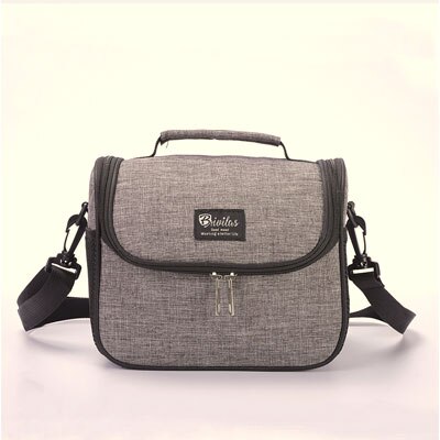 Thickening Thermal Bag Insulated Lunch Bag Zipper Food Bag Cooler Box Ice Pack Women Single Shoulder Thermo Bento Pouch: Gray