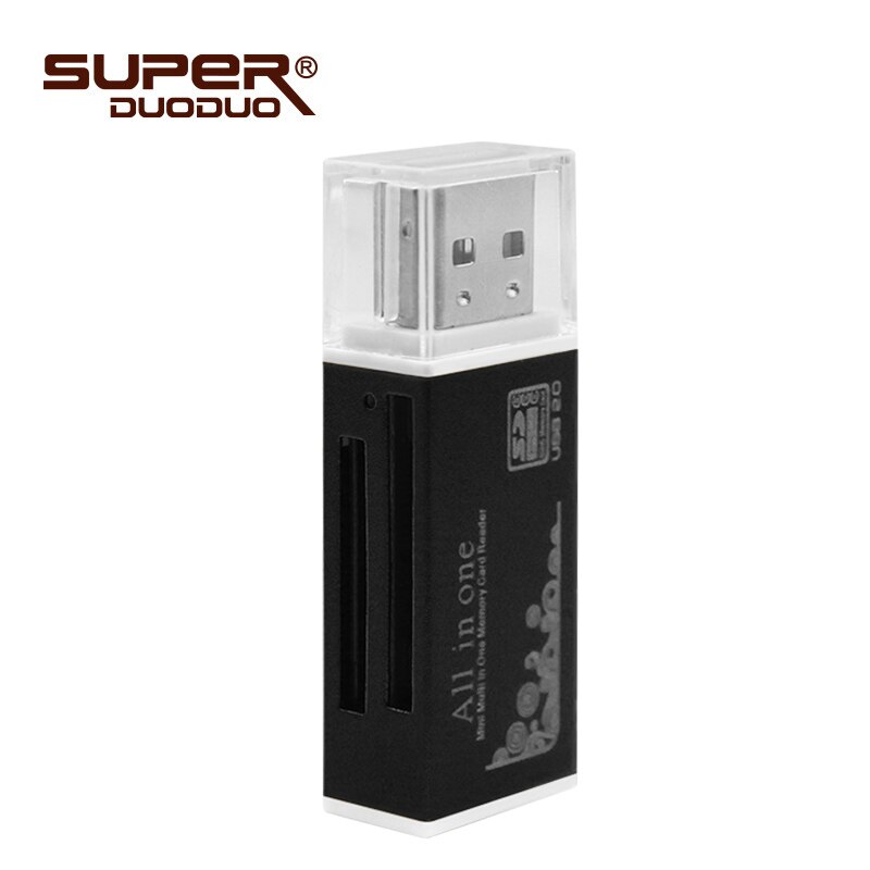 de USB 2,0 en 1 Multi adaptador de lector de tarjeta de memoria Micro SD SDHC TF M2 MMC: black