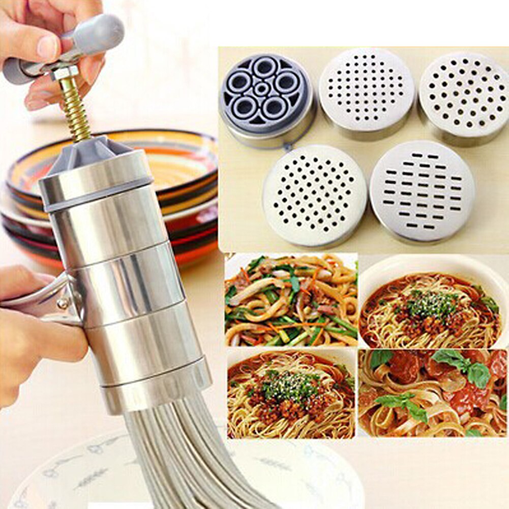 Hjemme rustfrit stål manuel presse pasta maskine nudel maker skærer frugt juicer spaghetti måler køkken gadgets