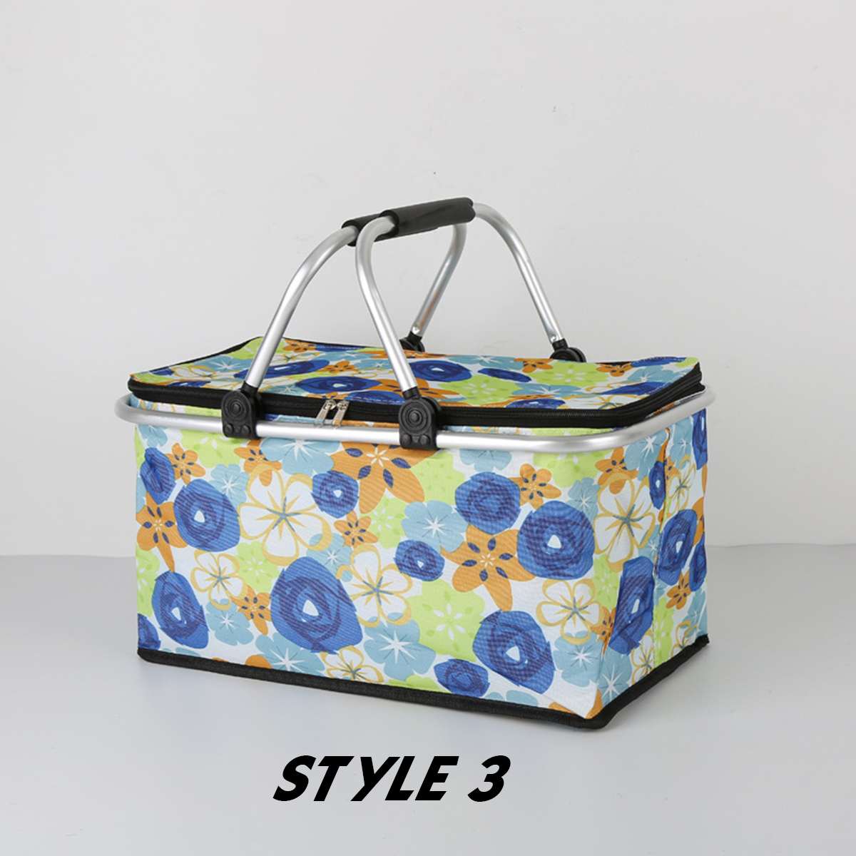 Folding Picnic Basket Insulated Fresh Outdoor Food Box Hiking Camping Lunch Box Portable Shopping Bag 9 Style Waterproof Ice Bag: Style 3