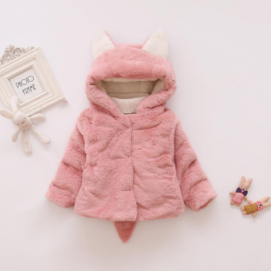 Baby Meisje Jas Baby Meisjes Hooded Fluwelen Meisje Warme Fleece Fluwelen Jas Baby Jas Winter Cartoon Staart jas: pink / 3T
