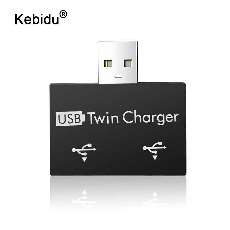 Kebidu usb 2.0 han til dobbelt oplader dual 2 port usb splitter hub adapter konverter opladning usb ledning stik til bærbar pc