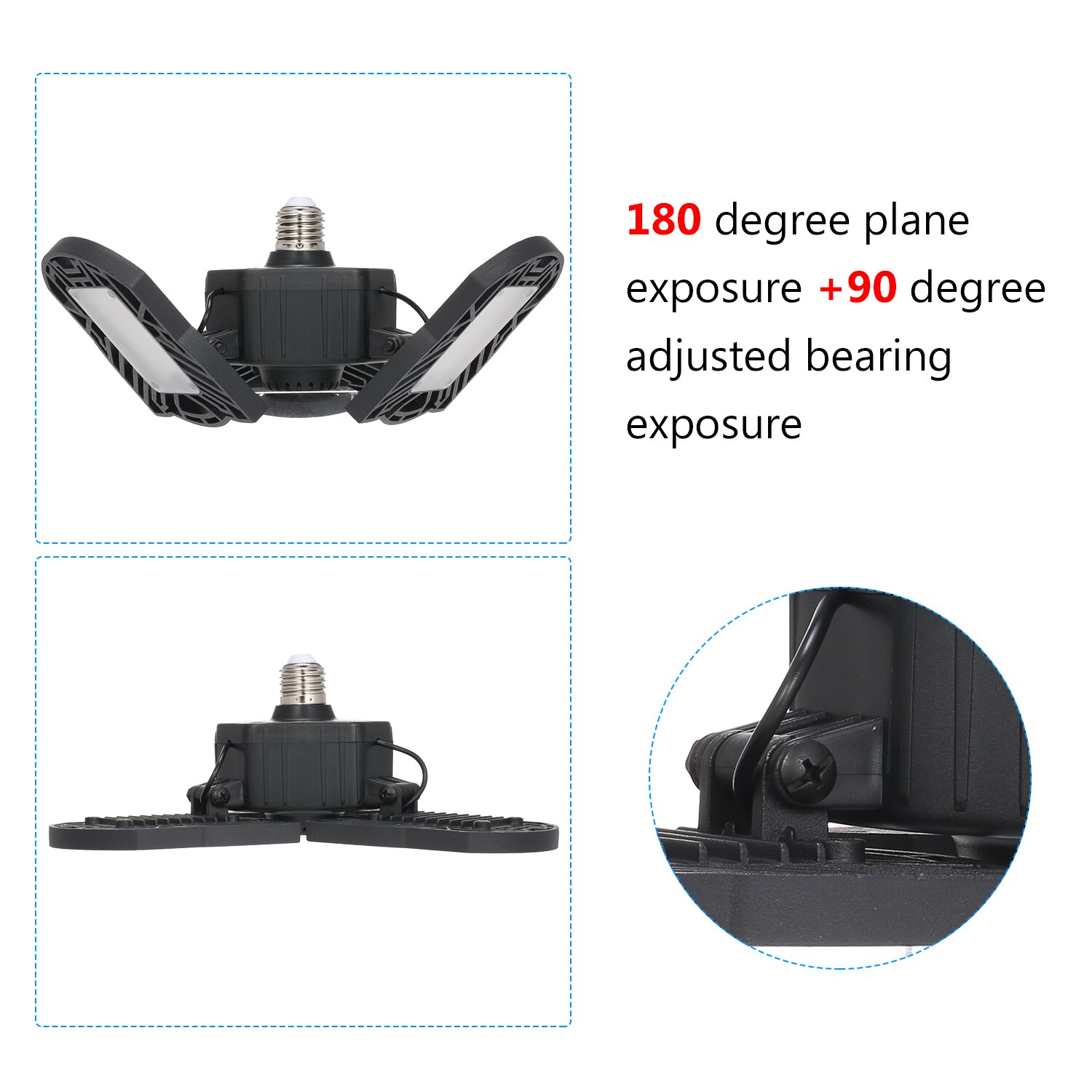 LED Garage Parking Light AC85-265V 6000lm Deformable Lamp Foldable E27 / E26 Bulb Interface for Indoor Lighting