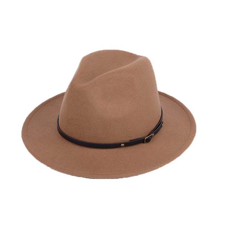 Sombreros Retro de fieltro de lana para hombre y mujer, sombrero de ala ancha de Jazz, Estilo Vintage: Caqui