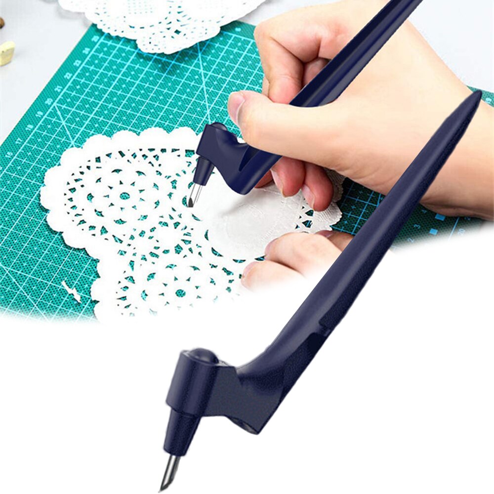 Craft Cutting Tools 360 Rotating Blade Paper-Cutter Wear-Resisting DIY Art Cutting Pen Craft Safety Steel Cutter Paper Knife: Blue