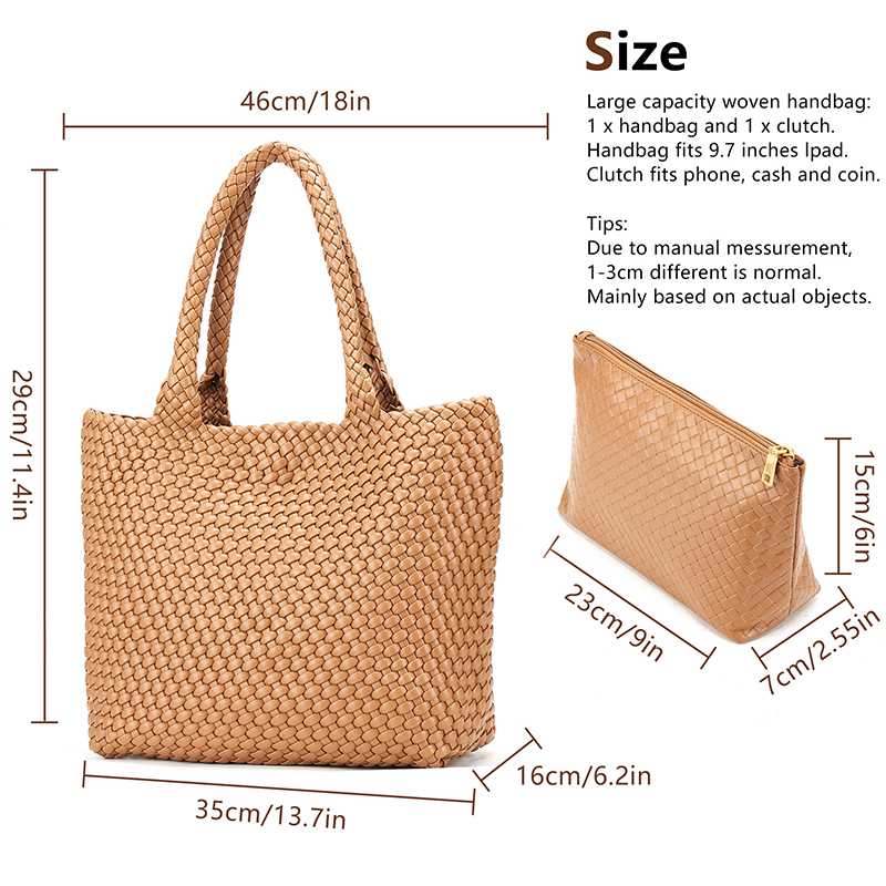 Bolsos de cuero tejidos Bolso grande tejido para mujer Bolso tejido de Bolso de cuero vegano