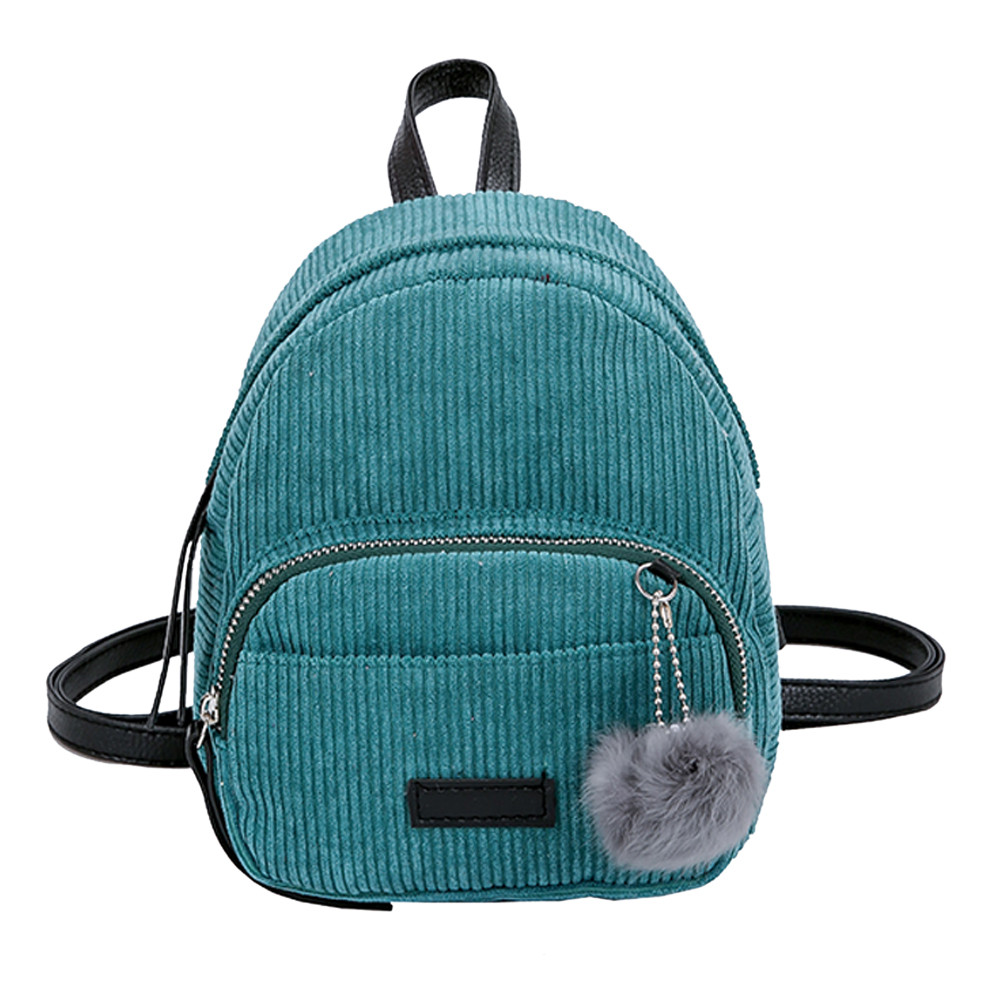 Hairball Corduroy School Bags for Teenage Girls Women Backpack Travel Shoulder Bag Small Mini Backpack Mochila#5$