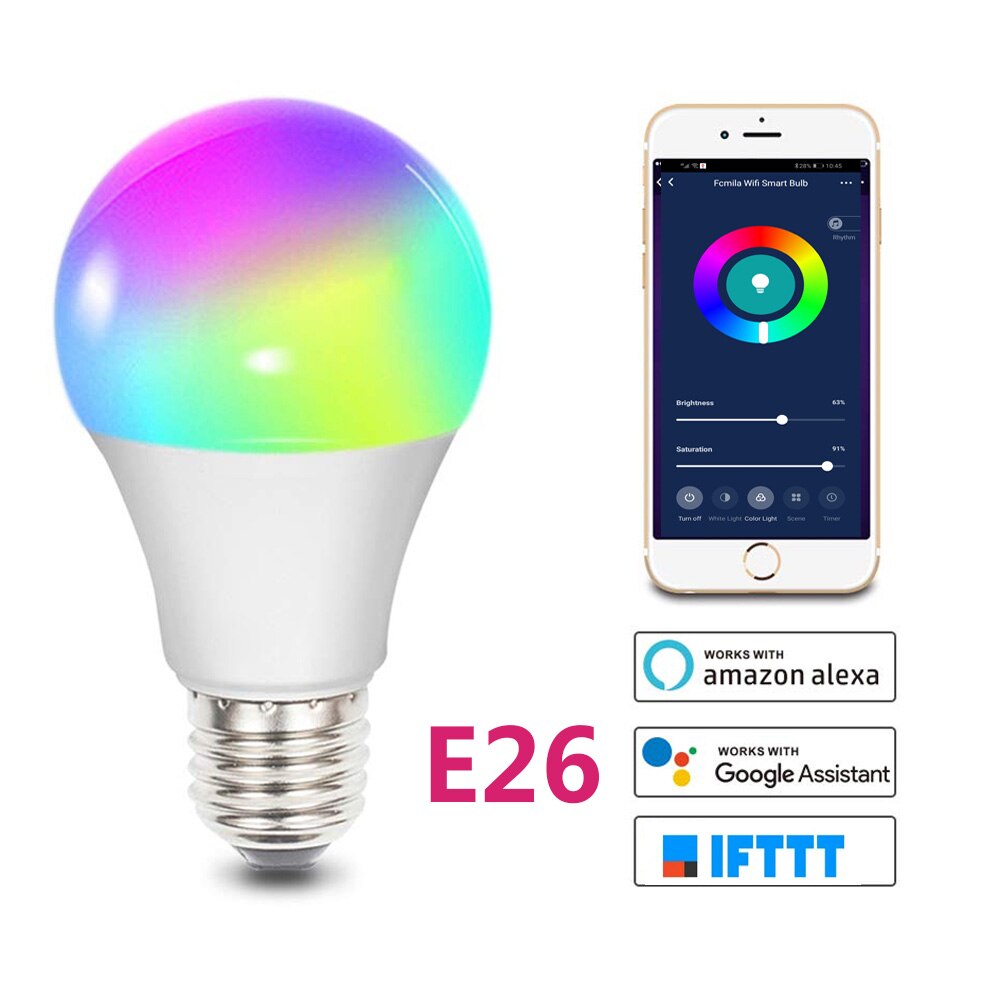 E27/B22/E26/E14 Smart Lamp Rgb Led Wifi Licht Lamp Voor Android Apple Afstandsbediening Thuis: E26