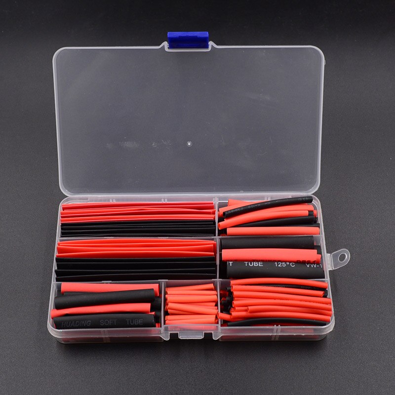 Assortiment de tubes thermorétractables, noir et rouge, 150 pièces, gaine thermorétractable pour câbles de voiture: Plastic Box package