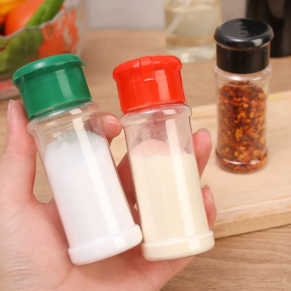 Tarro de especias de plástico transparente, botella de condimento de cocina, sal, pimienta, recipiente, tarro de condimentos para barbacoa, herramientas de almacenamiento de especias de cocina