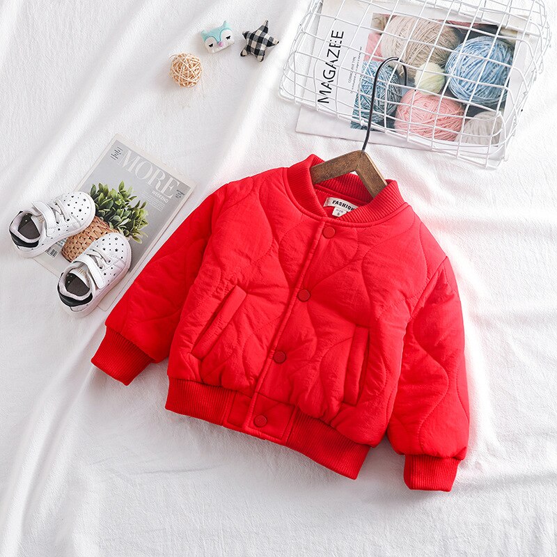 2 3 4 5 T Peuter Jongens Winter Jassen Baby Dikke Donsjack Casual Solid Warm Jassen Voor jongen Kind Baby Katoen Uitloper: Rood / 24M