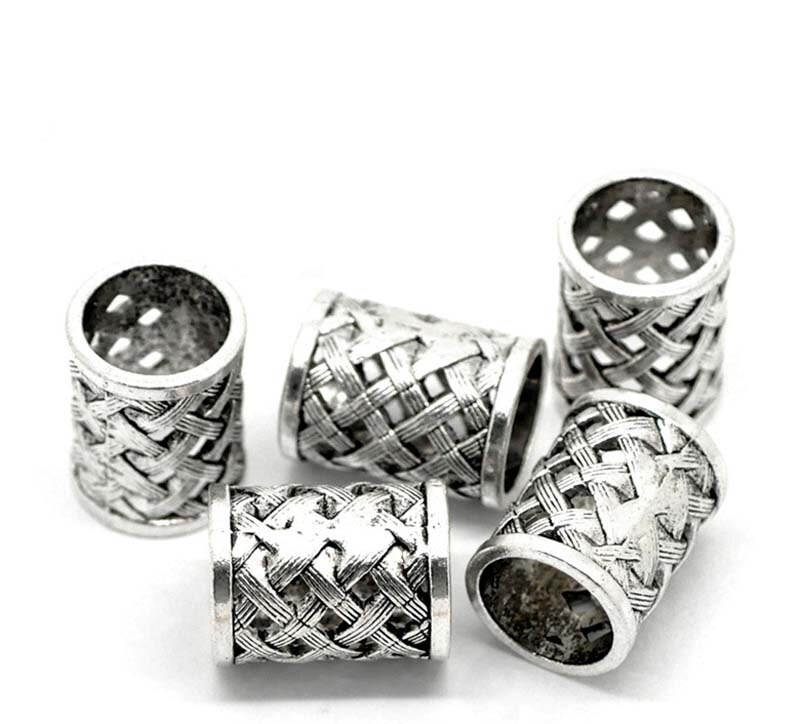 4 stk gammelt sølv hult vikinghår flette dread skjegg dreadlock perler ringer tube for hårtilbehør hull størrelse 17mm