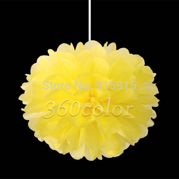10pcs/lot Yellow 8 Inch (20cm) Tissue Paper Pom Poms Paper Flower Balls Crafts Christmas Wedding Party Decoration