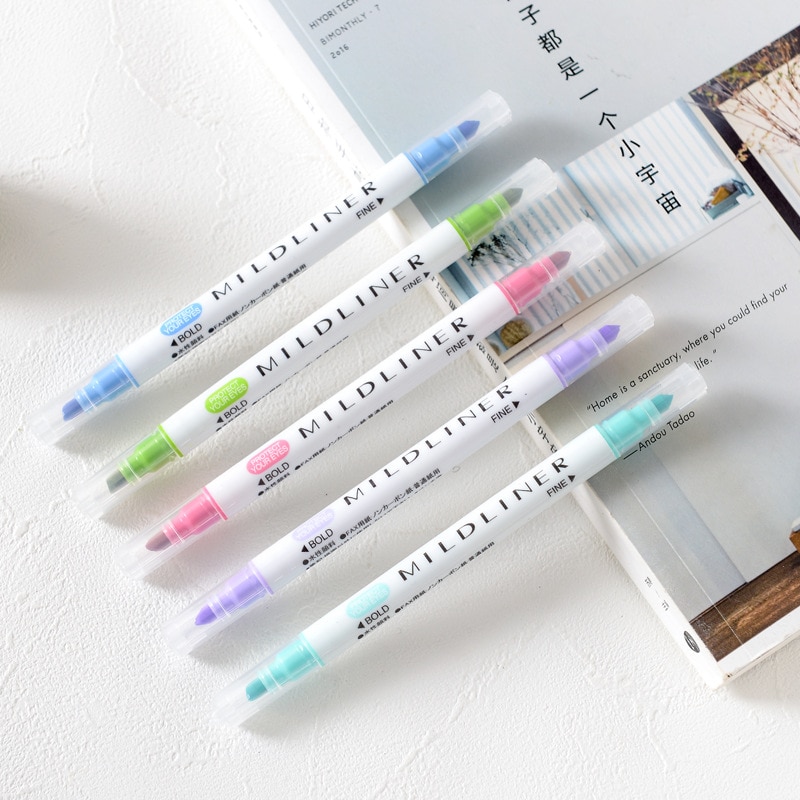 12 Colors Kawaii Mildliner Pens Milkliner Highligher Dual Double Headed Fluorescent Pen Art Drawing Marker Pen Stationery