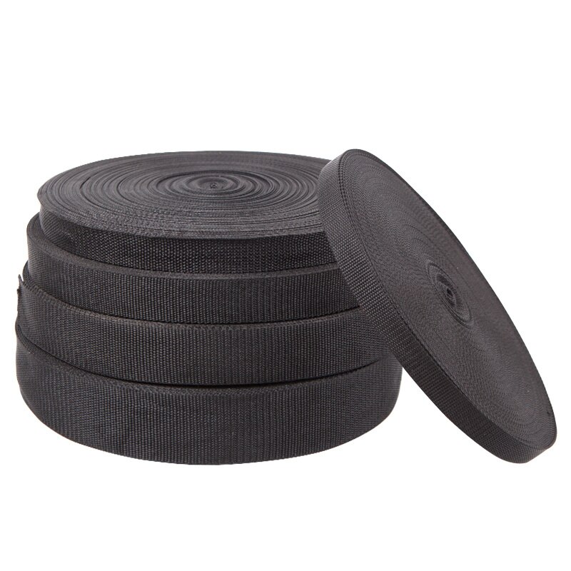 Corde tressée plate et large en Nylon pour camion, sangle de sécurité résistante à l&#39;usure en polypropylène noir