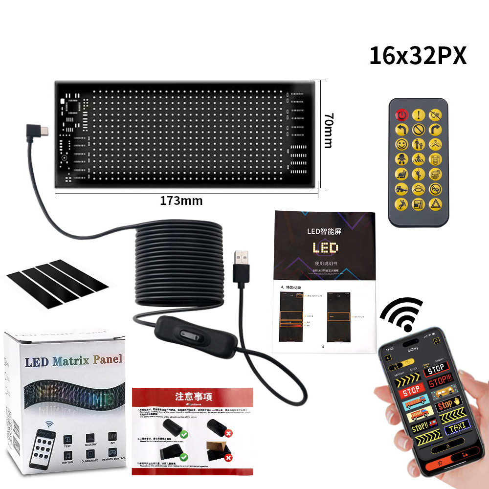 Led Matrix Pixel Panel Bluetooth App Usb Flexibele Adresseerbare Rgb Patroon Graffiti Scrolling Auto Raam Tekst Animatie Display: Blauw